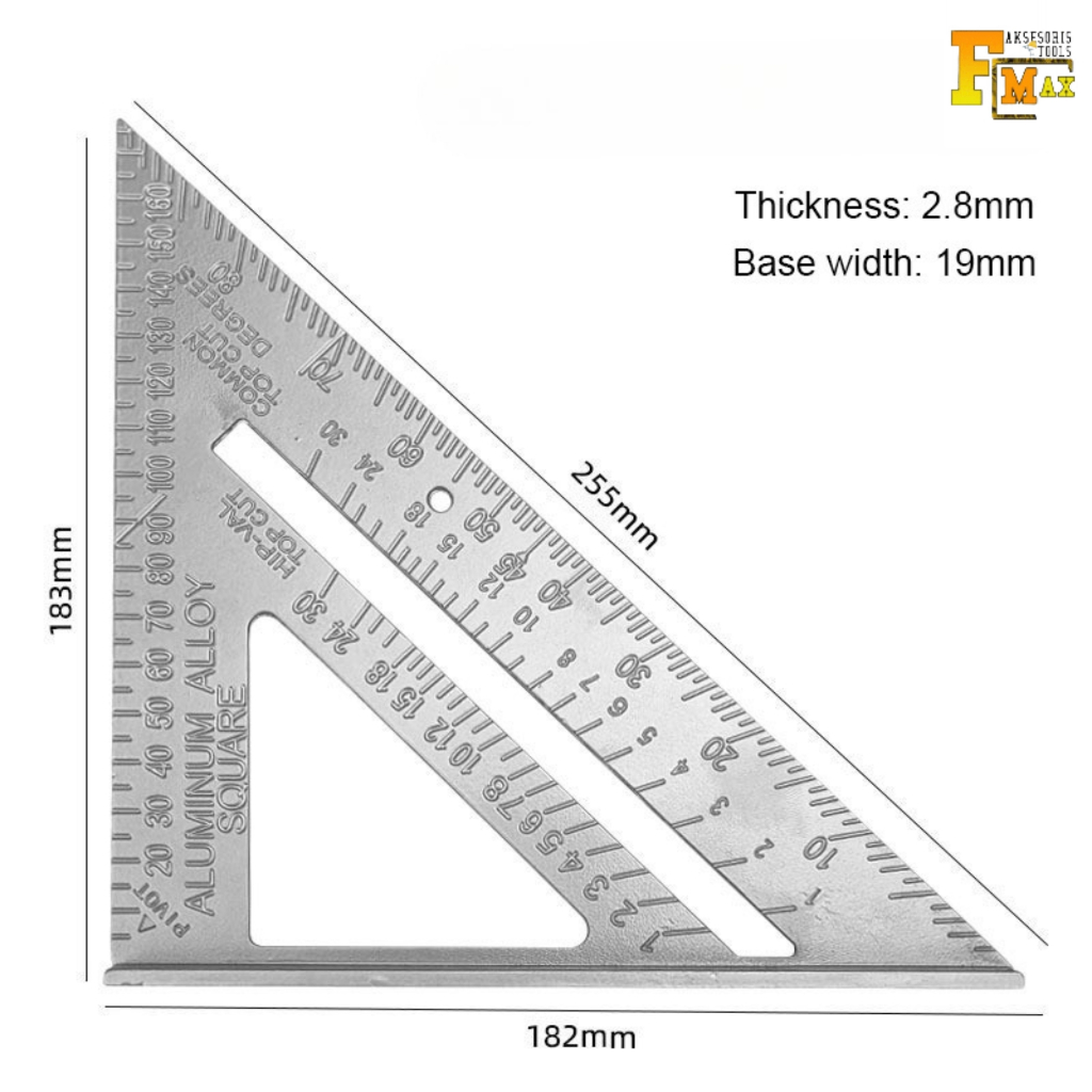 

Rafter Square Speed Square Penggaris siku Segitiga Pasekon Penggaris Tukang 7 Inch
