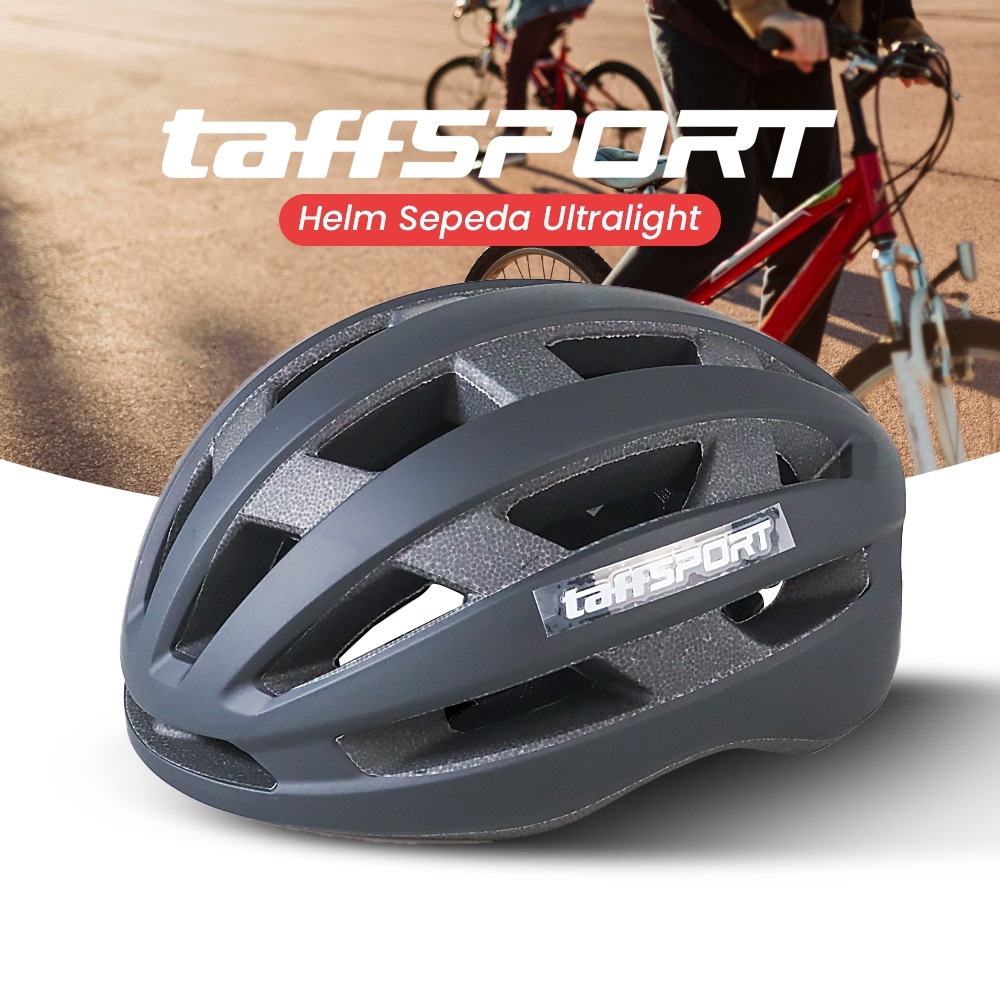 TaffSPORT Helm Sepeda Ultralight Cycling Bike Helmet - KP-1 PUTIH DAN HITAM