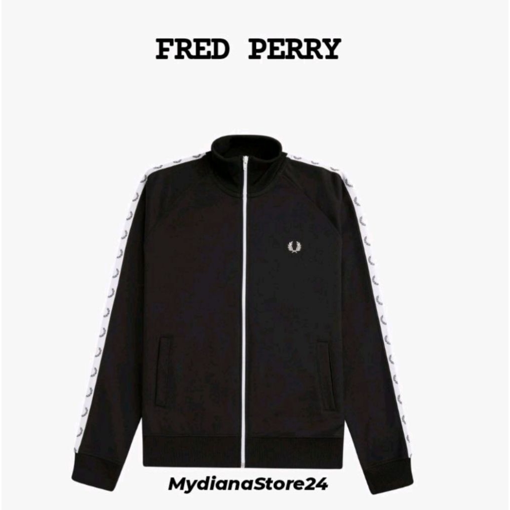 FRED PERRY - FRED PERRY TAPPED TRACK JACKET - BLACK