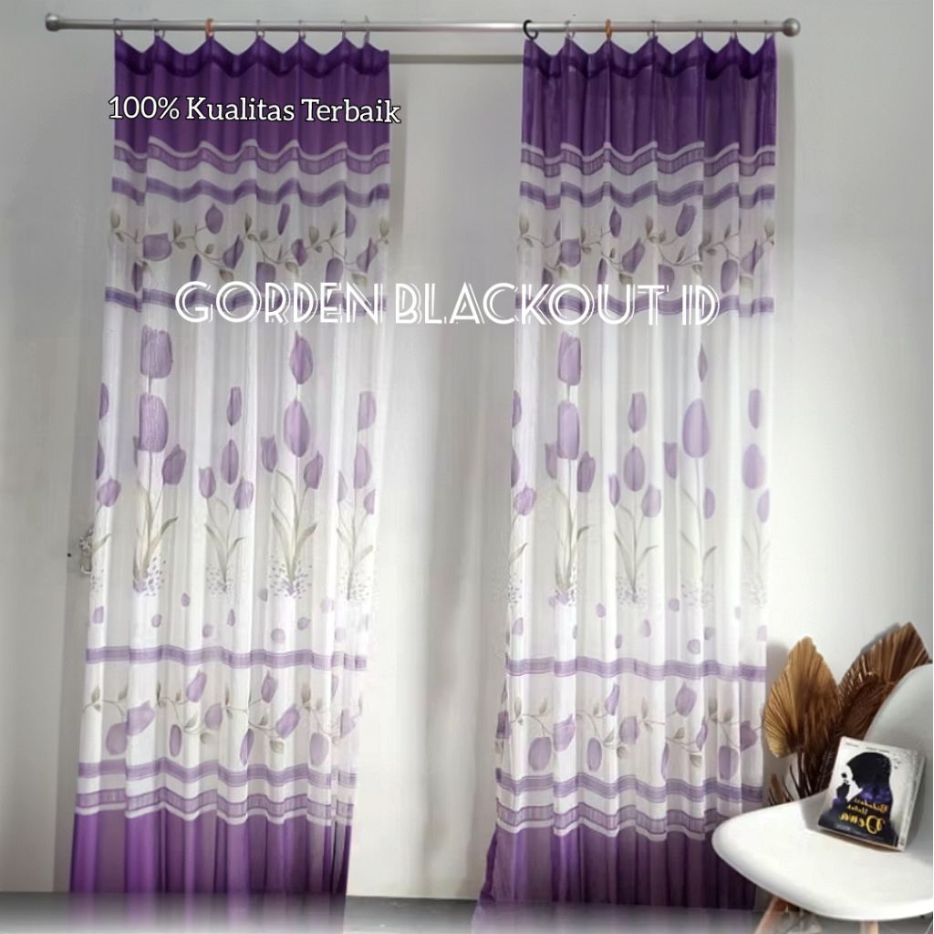 Vitrase Gorden Motif Bunga Tulip Hordeng Vitrase Estetik Lebar 2 Meter Tinggi 250 cm