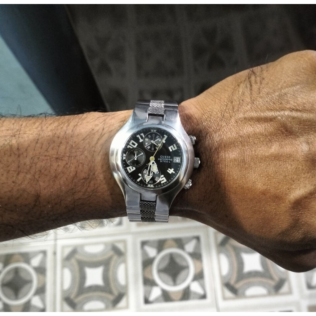 jam tangan ORIGINAL GUESS STEEL CHRONOGRAPH