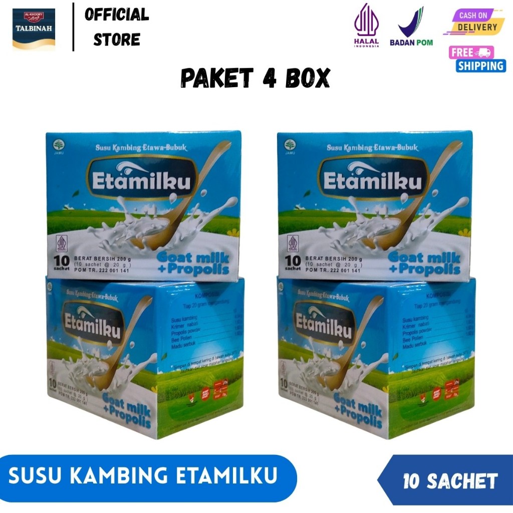 

ETAMILKU 4 BOX - Susu Kambing Etawa Goat Milk Plus Propolis Atasi Nyeri Sendi dan Masalah Pernafasan