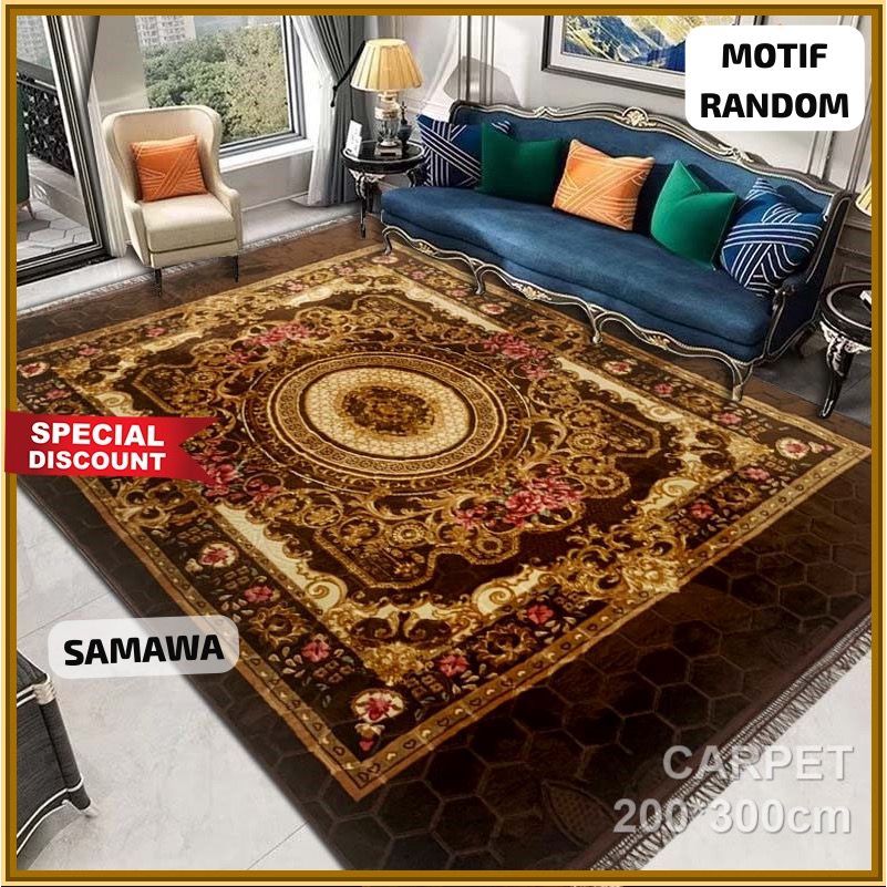 Samawa Promo Karpet Ambal Malaysia Motif Ukuran 200x300cm Bahan Busa Embos Bulu Lembut Rumbai Warna