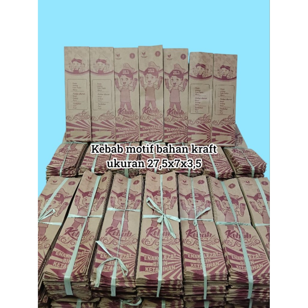 

Kemasan Kebab kraft ukuran 27,5x7x3,5 (isi 50pcs)