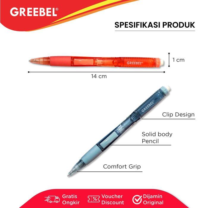 

Pensil Mekanik PM-008 Click GREEBEL 0.5mm / Mechanical Pencil Penghapus (1PCS)