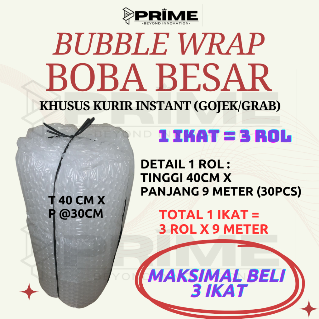 

BUBBLE WRAP BOBA BESAR T40CM X P30CM 90pcs KURIR INSTANT BUBBLE ROLL PACKING PAKET PACKAGING TEBAL AMAN