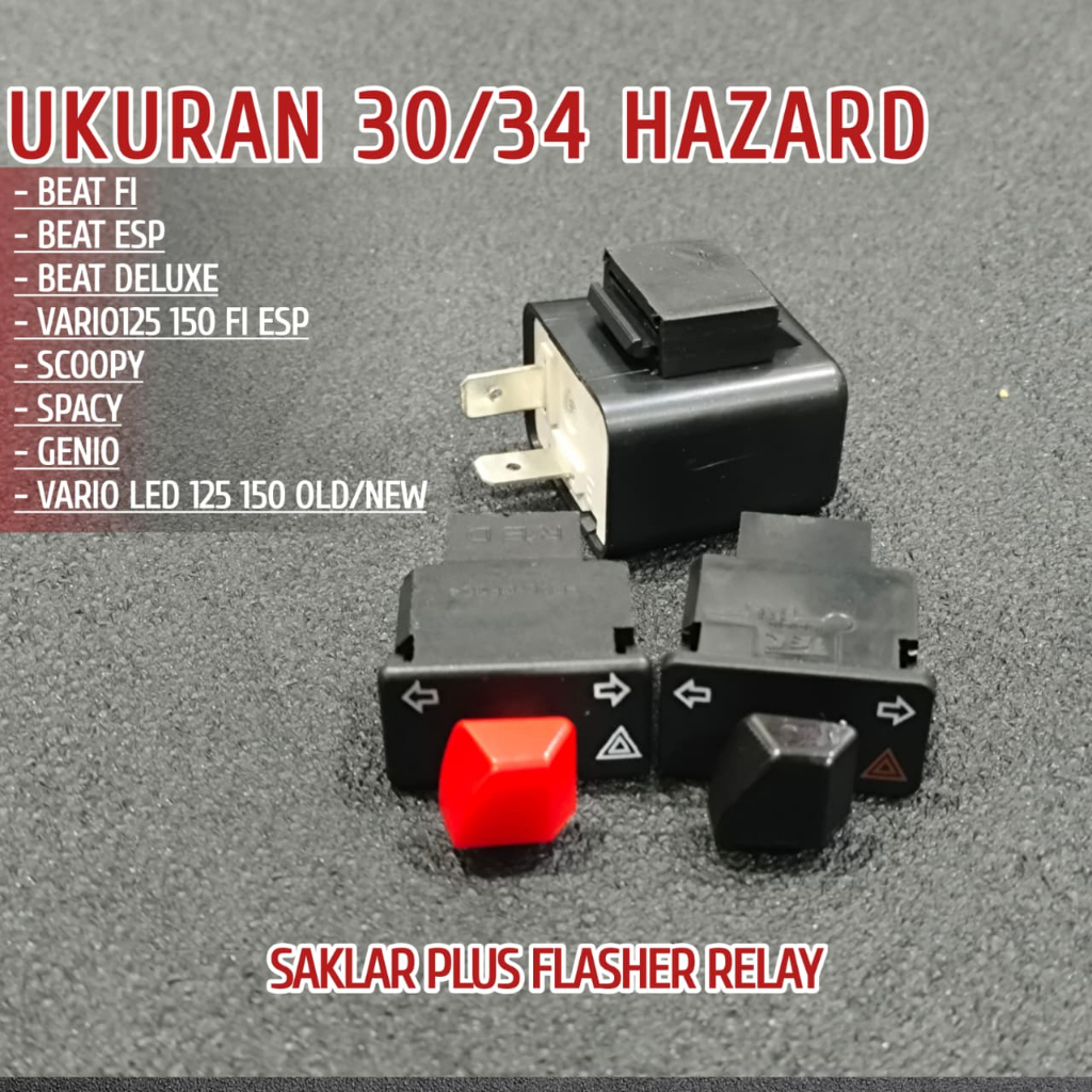 PAKET SAKLAR HAZARD PLUS FLASHER SEN SEIN CR7 30MM & 34MM VARIO125 VARIO150 SCOOPY BEAT DELUXE BEAT 