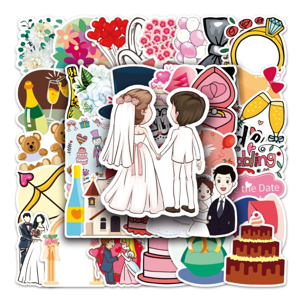 

[50 Pcs] DECO STICKER | STICKER DIY | JURNAL AESTHETIC [DS-233] WEDDING Animasi Karakter Cartoon Sticker Koper, HP Laptop Tumbler Komputer