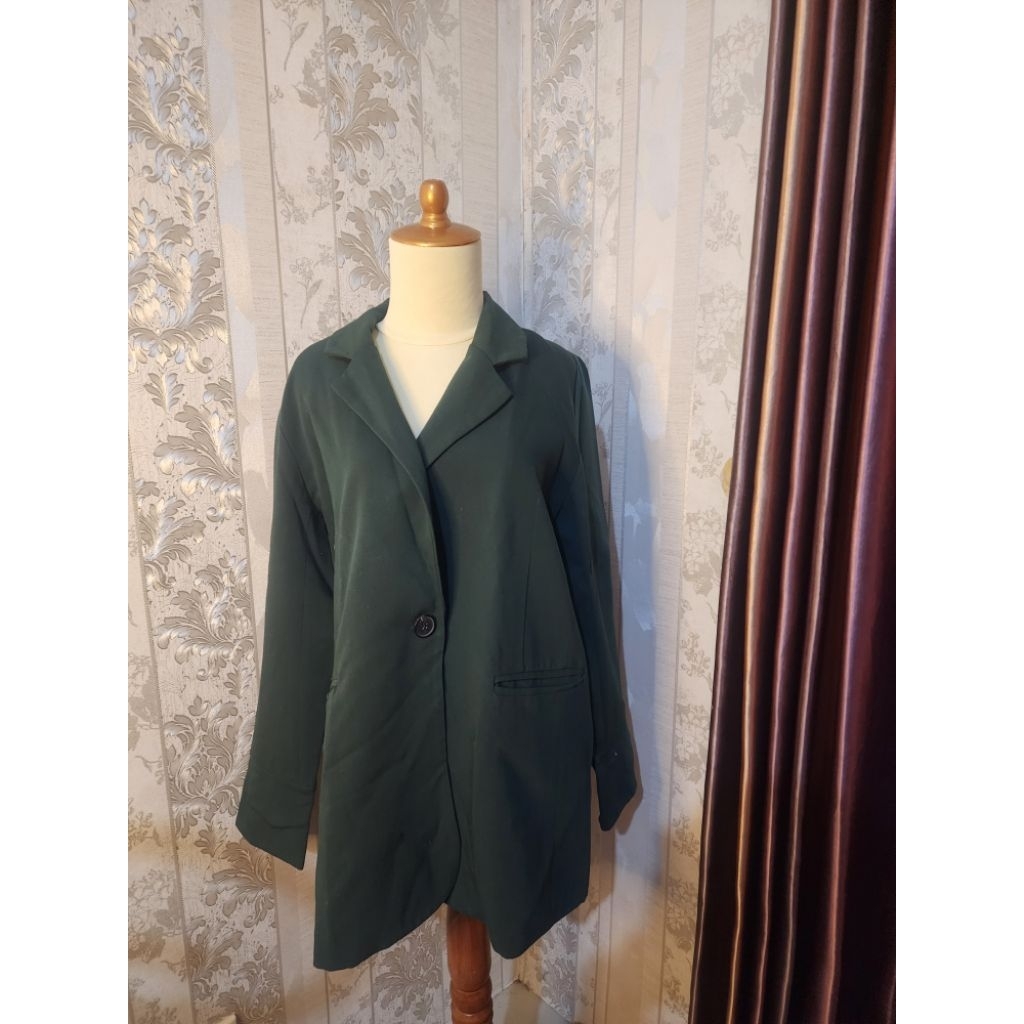 Blazer Hijau Botol Panjang