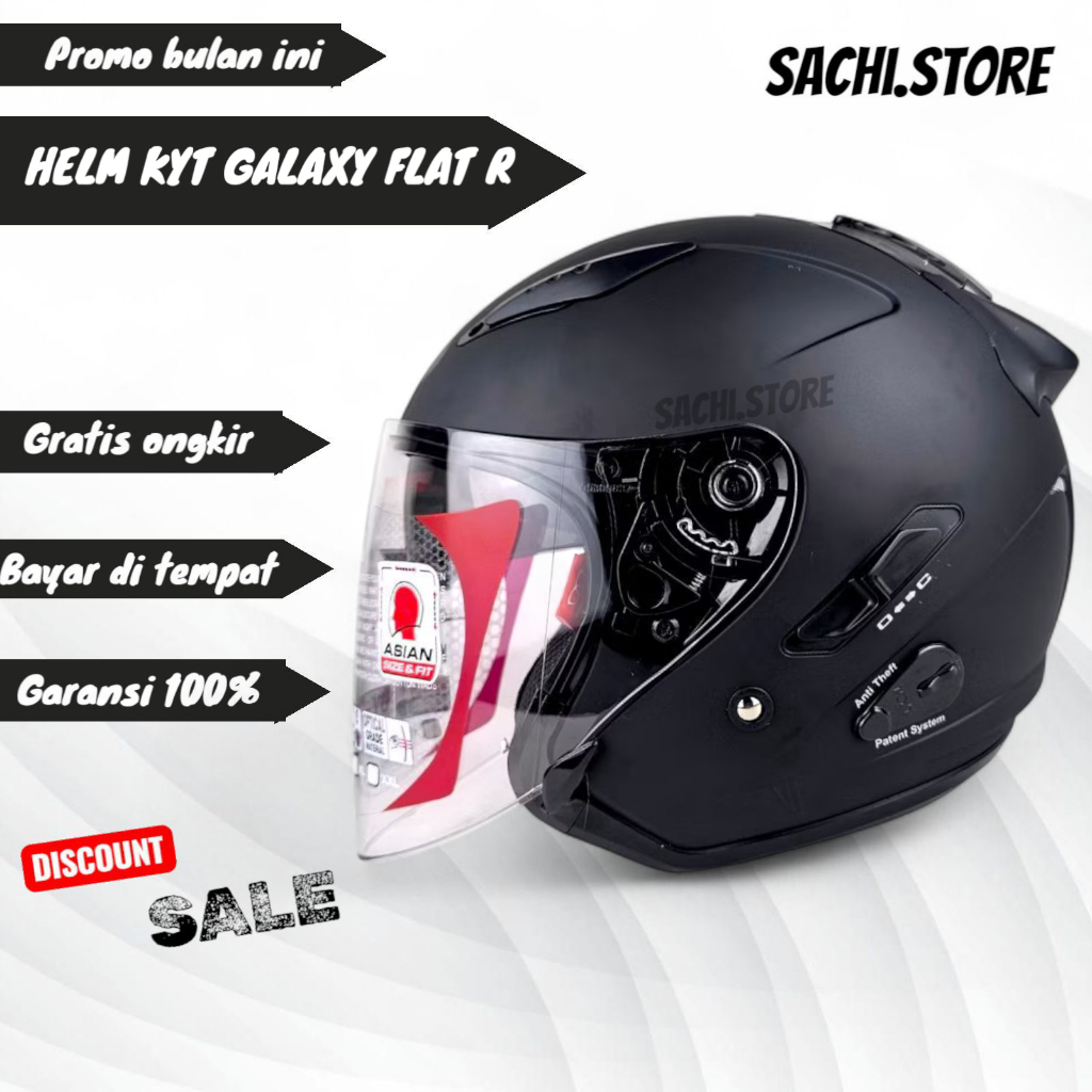 HELM KYT GALAXY FLAT R SOLID HITAM DOFF | HELM KYT DOUBLE VISOR