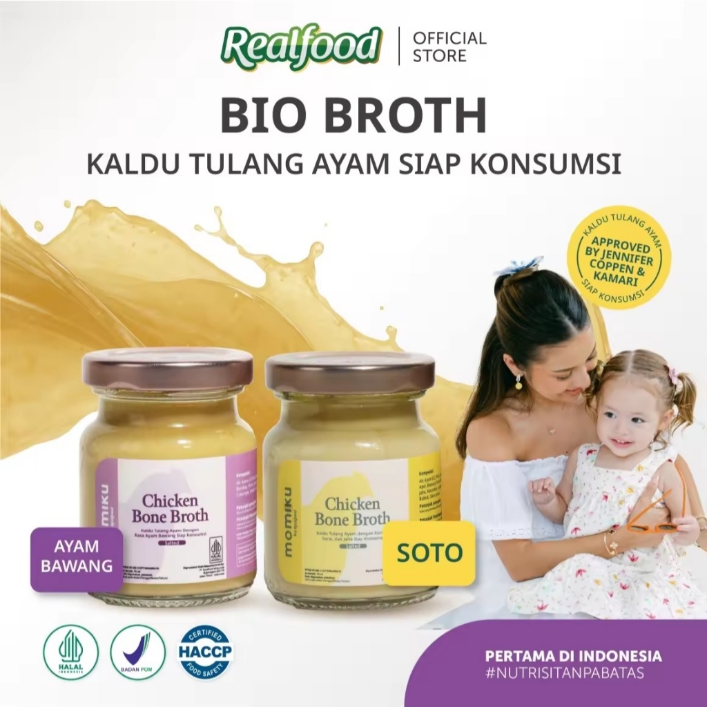 

Realfood Momiku Bio Broth I Chicken Bone Broth Salted Unsalted I Kaldu Tulang Ayam Terhidrolisis Rasa Soto Ayam Bawang