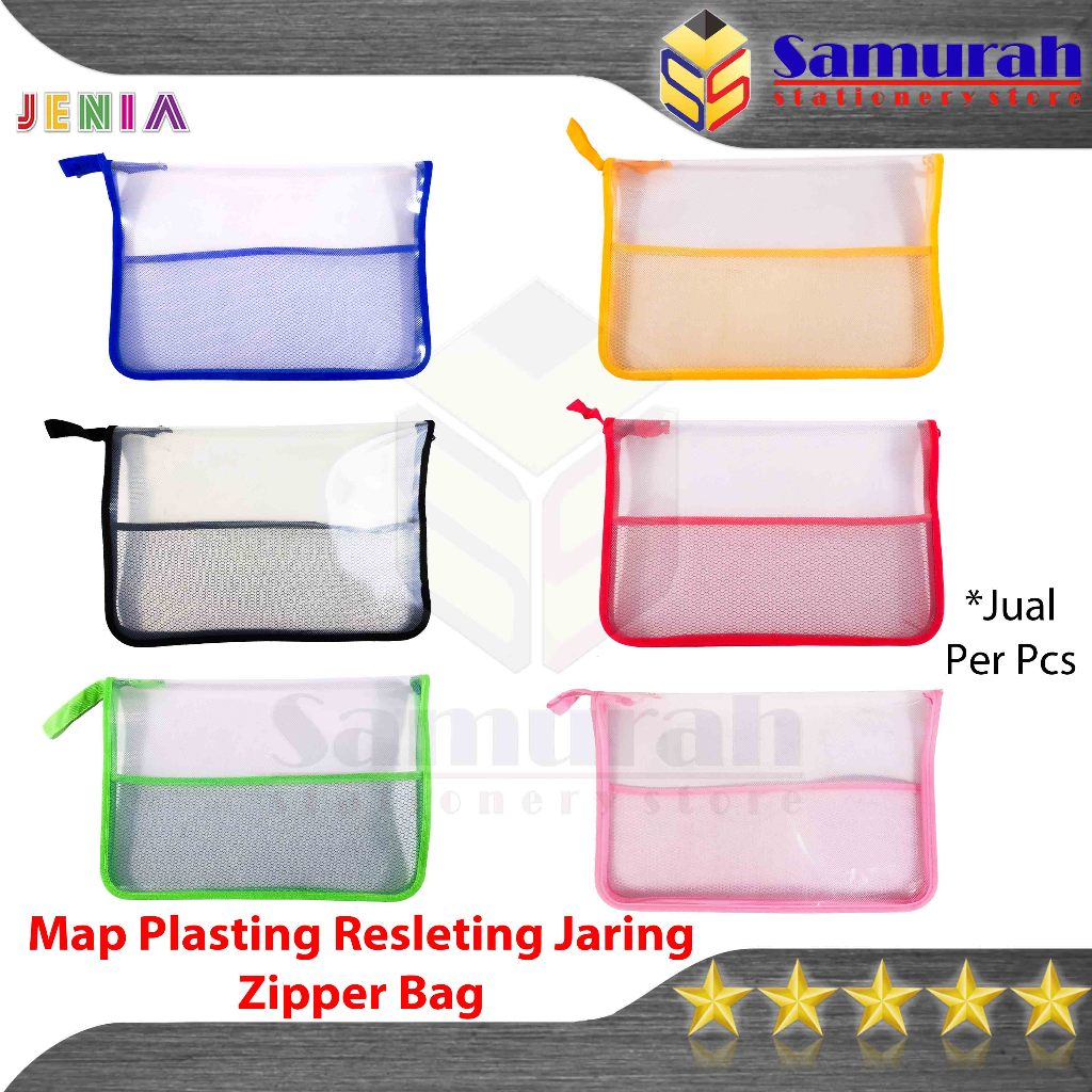 

Map Plastik Jaring Seleting JENIA Folio / Zipper Bag School F4 / Organizer Resleting Warna keperluan Kantor & Sekolah