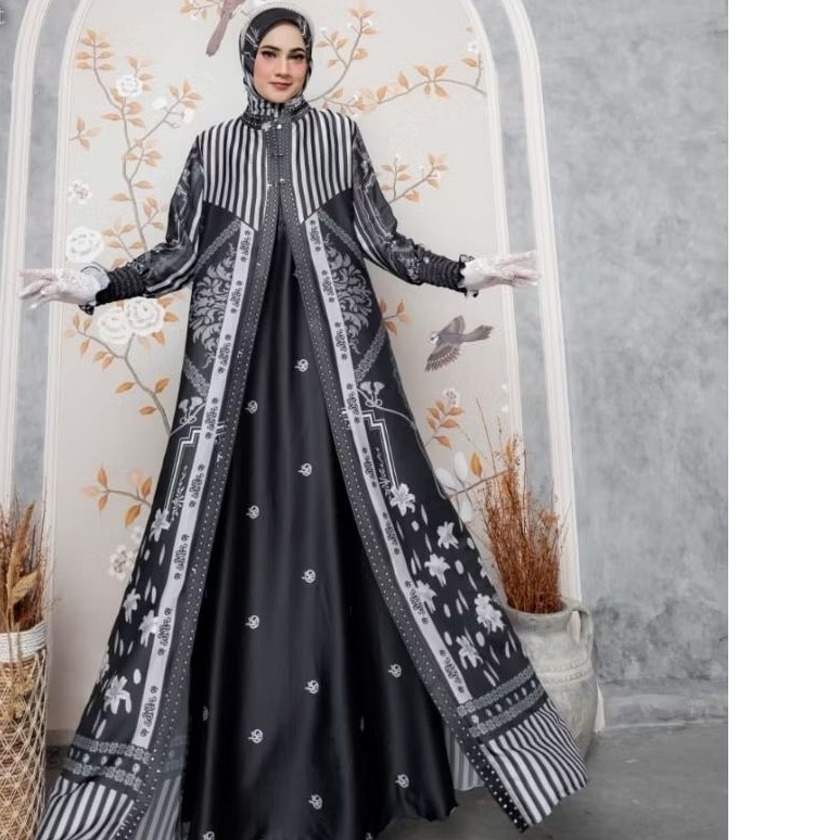 Baju Dress Gamis Set Jilbab Premium Branded Ori. Setelan Wanita Muslim. Baju Muslim Wanita. Hantaran
