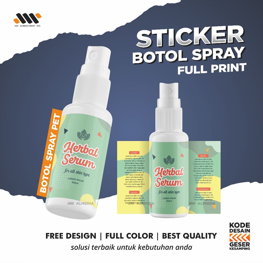 

Stiker Kemasan Botol Spray Full Print / Botol Flip Top / Stiker Custom (GRATIS DESAIN)