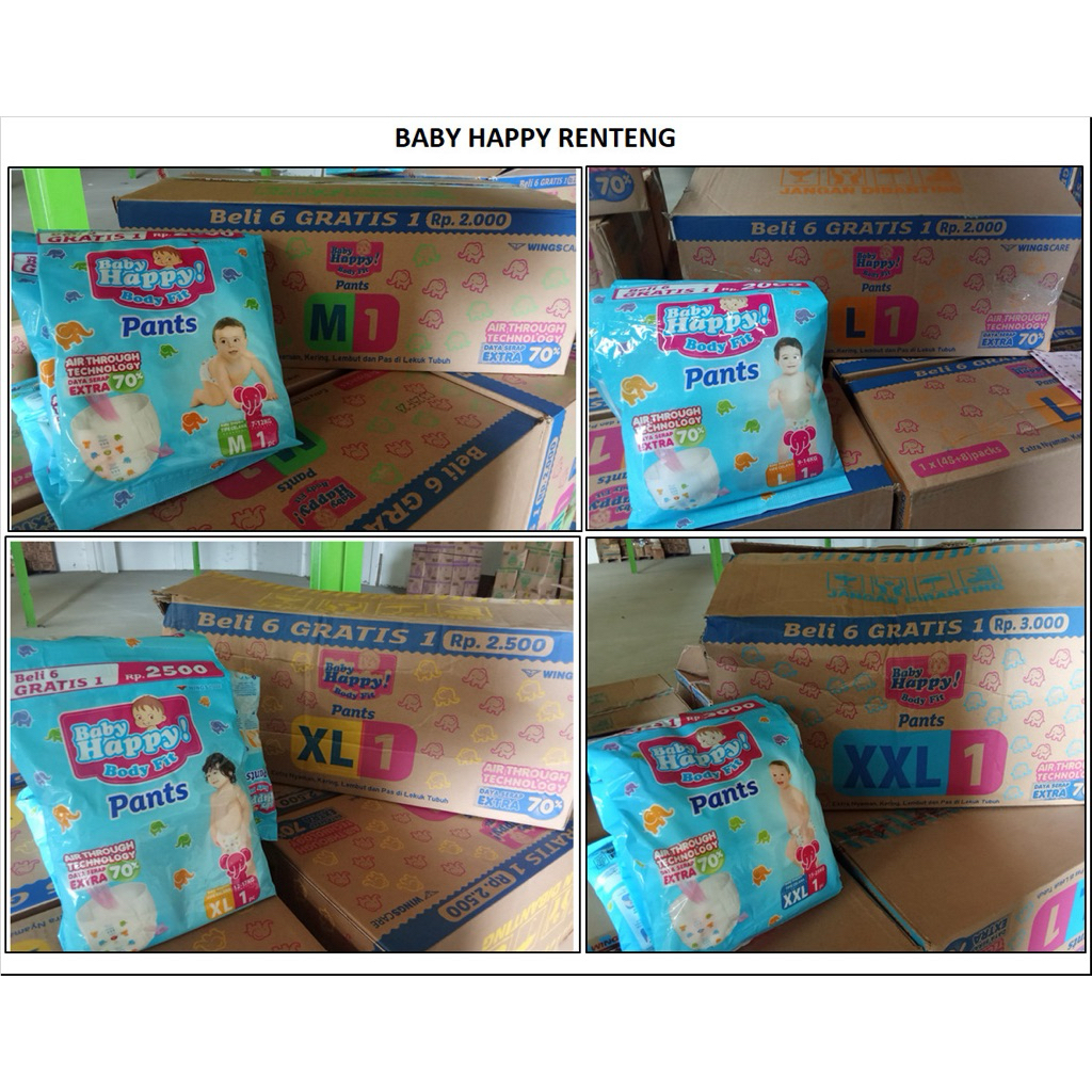 GRATIS ONGKIR PAMPERS BABY HAPPY 1 KARTON 48+8pcs M/L/XL/XXL