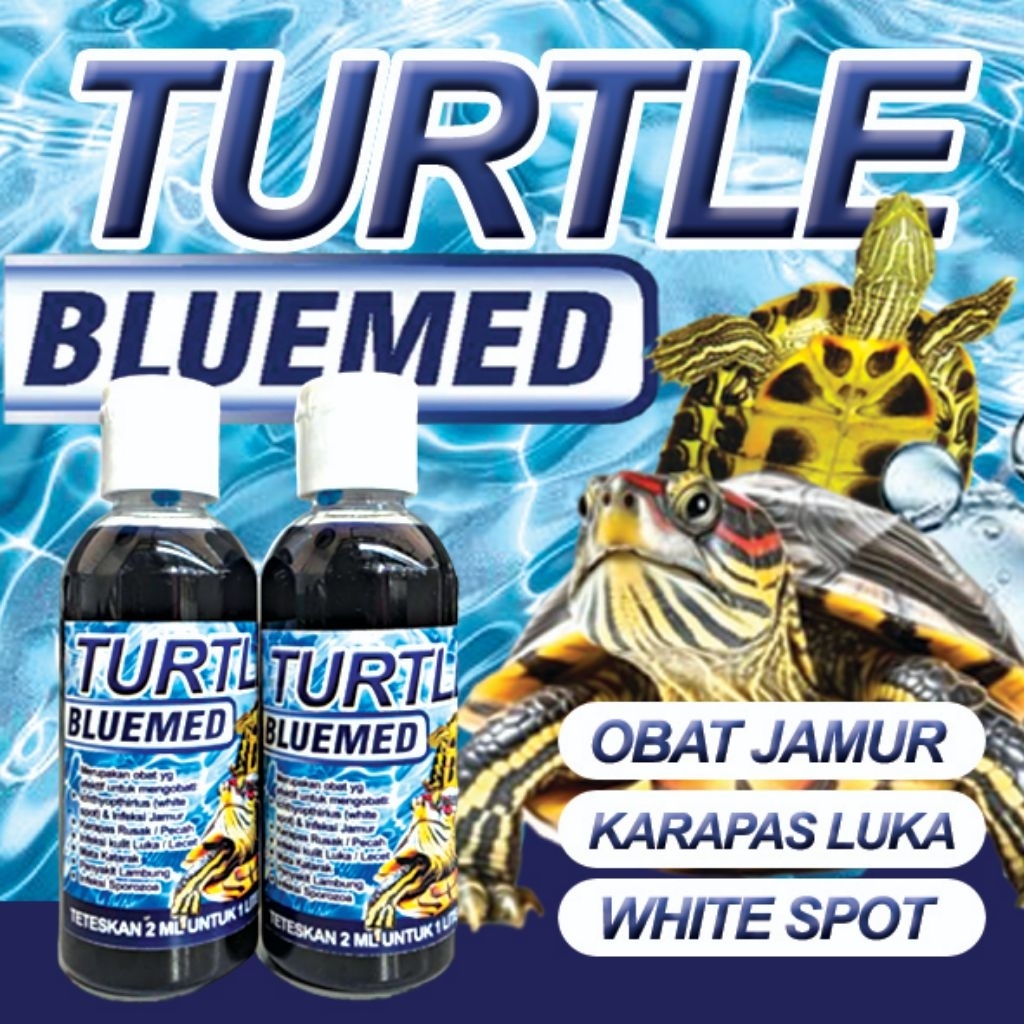 TURTLE BLUEMED - Obat Jamur Kura Air Kura Brazil Obat Luka Obat White Spot Mata Katarak Infeksi Kuli