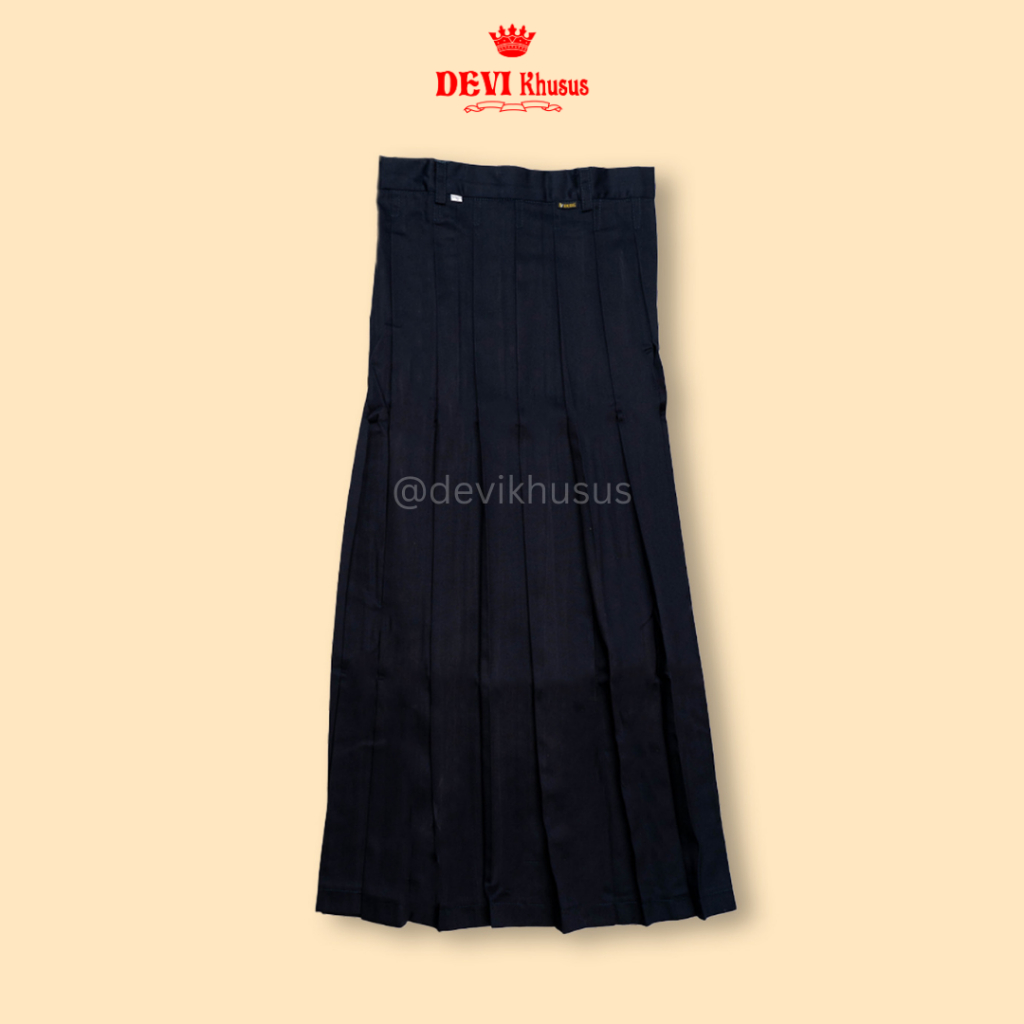Rok SMP Rempel FULL BLUEBLACK/Biru Tua Gelap Panjang - Devi Khusus Seragam Sekolah