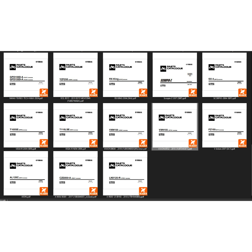 Part Catalog Sparepart Resmi Motor Yamaha – Lengkap Puluhan Tipe