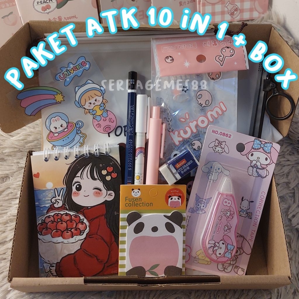 

serbagemes88 - ALAT TULIS SET 10 IN 1 LENGKAP / STATIONERY SET LUCU SOUVENIR HADIAH SEKOLAH / HAMPERS KADO GIFT / HAMPERS WISUDA ULANG TAHUN / PERLENGKAPAN ALAT TULIS MURAH / PAKET ANAK UNIK DAN BERMANFAAT / BOX KADO PEREMPUAN LAKI LAKI / HADIAH MURID