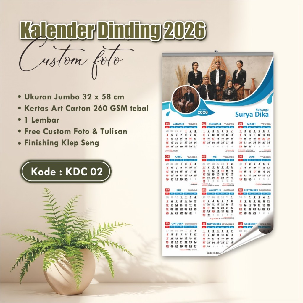 

KALENDER 2026 CUSTOM MURAH - KALENDER DINDING PREMIUM FOTO DAN NAMA GROSIR