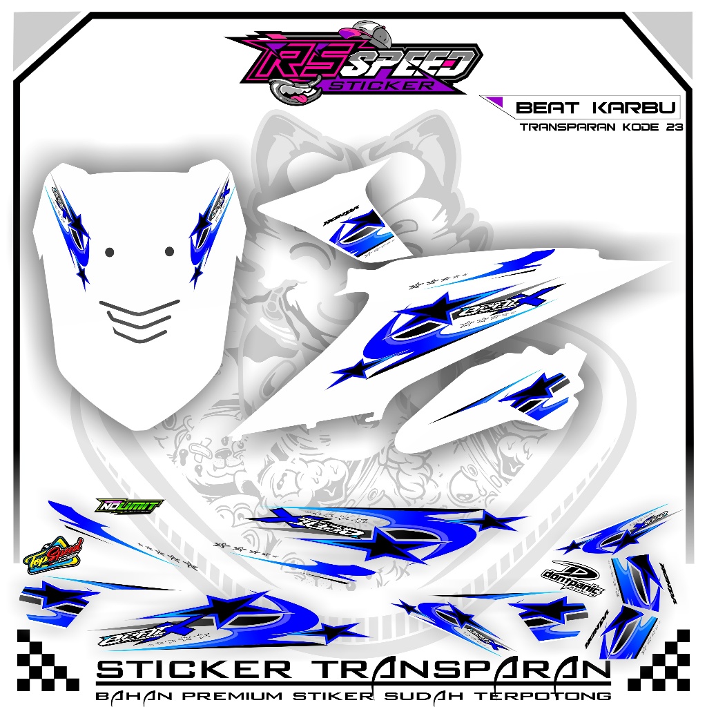 STRIPPING BEAT KARBU 2010 VARIASI STIKER BEAT KARBU 2010 UV TRANSPARAN KODE 23 BAHAN PREMUM