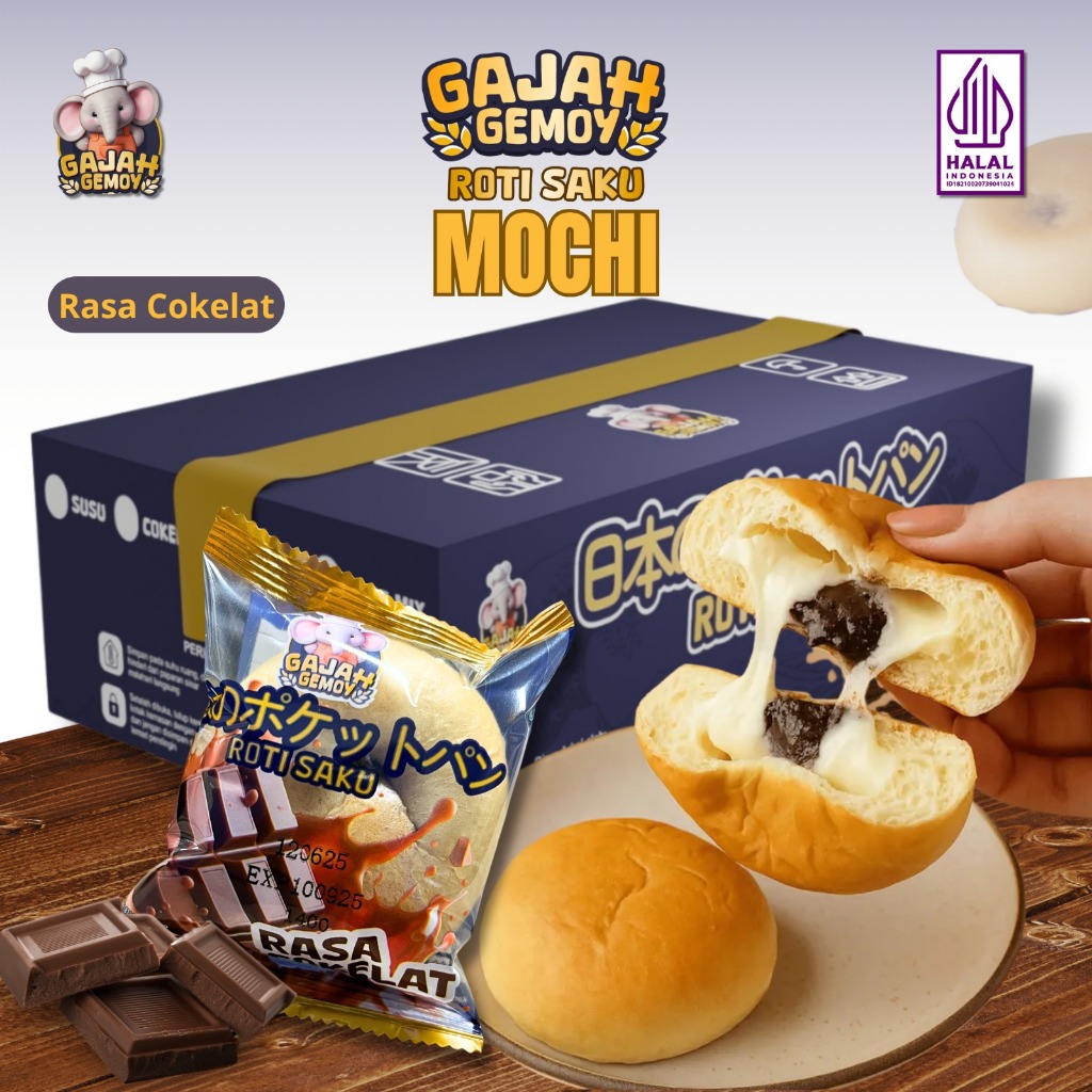 

Gajah Gemoy - [COD] HALAL Roti Saku Isi Mochi | Roti Mochi | 20 Pcs