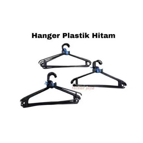 MJK HANGER PLASTIK HITAM / HANGER BAJU PLASTIK NEWFH460
