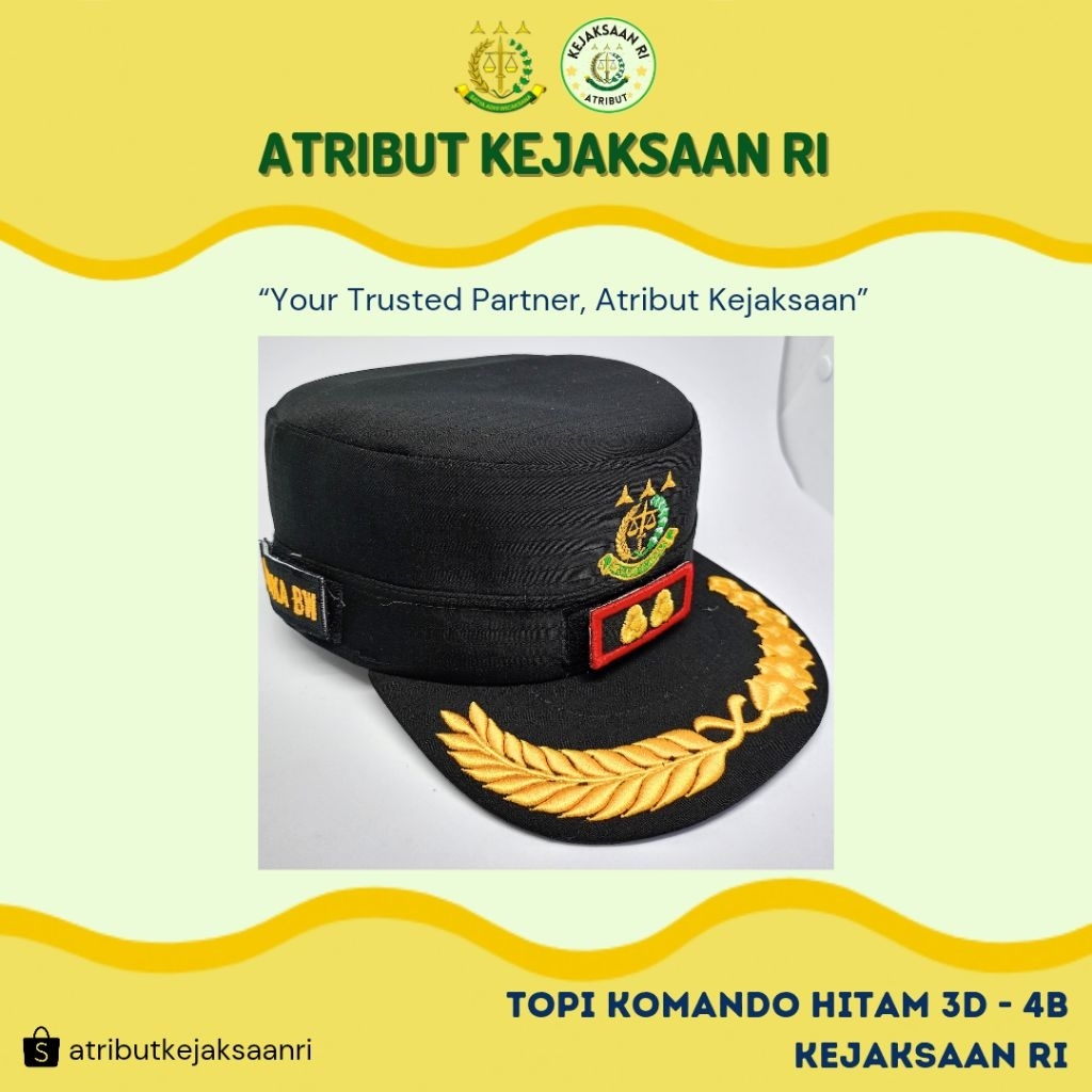 ATRIBUT KEJAKSAAN RI - TOPI PDL HITAM KOMANDO KEJAKSAAN RI