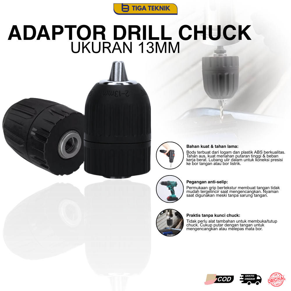 Adaptor Drill Chuck 13mm Keyless Drill Chuck Bor 13mm / Kepala Bor Cordless