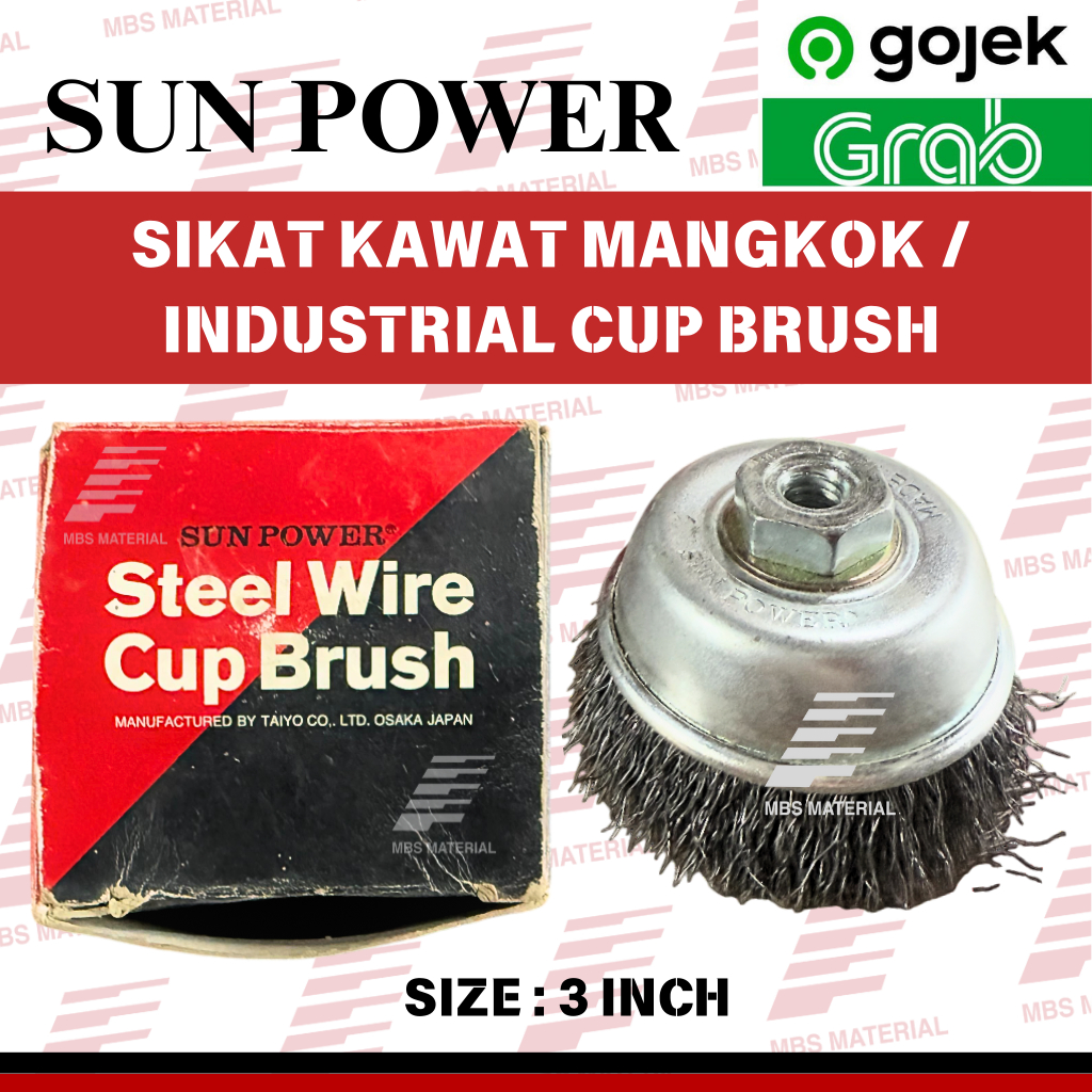 INSTANT & SAME DAY | Sun Power Sikat Kawat Mangkok / Industrial Wire Cup Brush 3 Inch