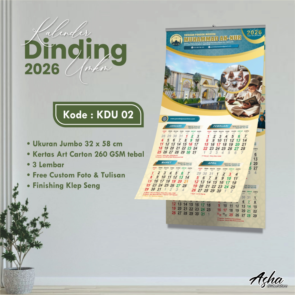 

KALENDER DINDING CUSTOM FOTO DAN TULISAN - CETAK KALENDER JUMBO GROSIR - KALENDER UMKM
