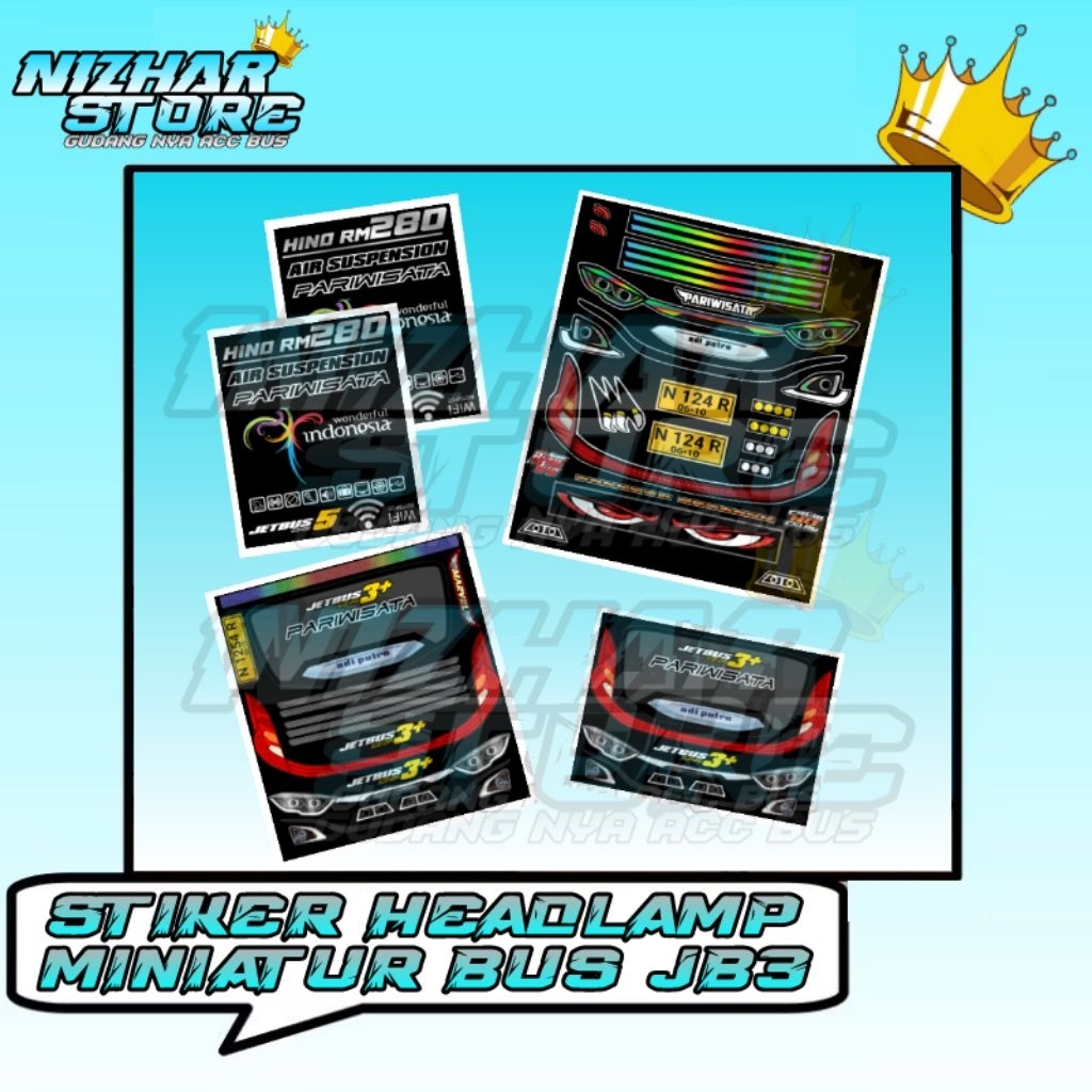 Stiker headlamp miniatur bus jetbus 3 rgb cutting