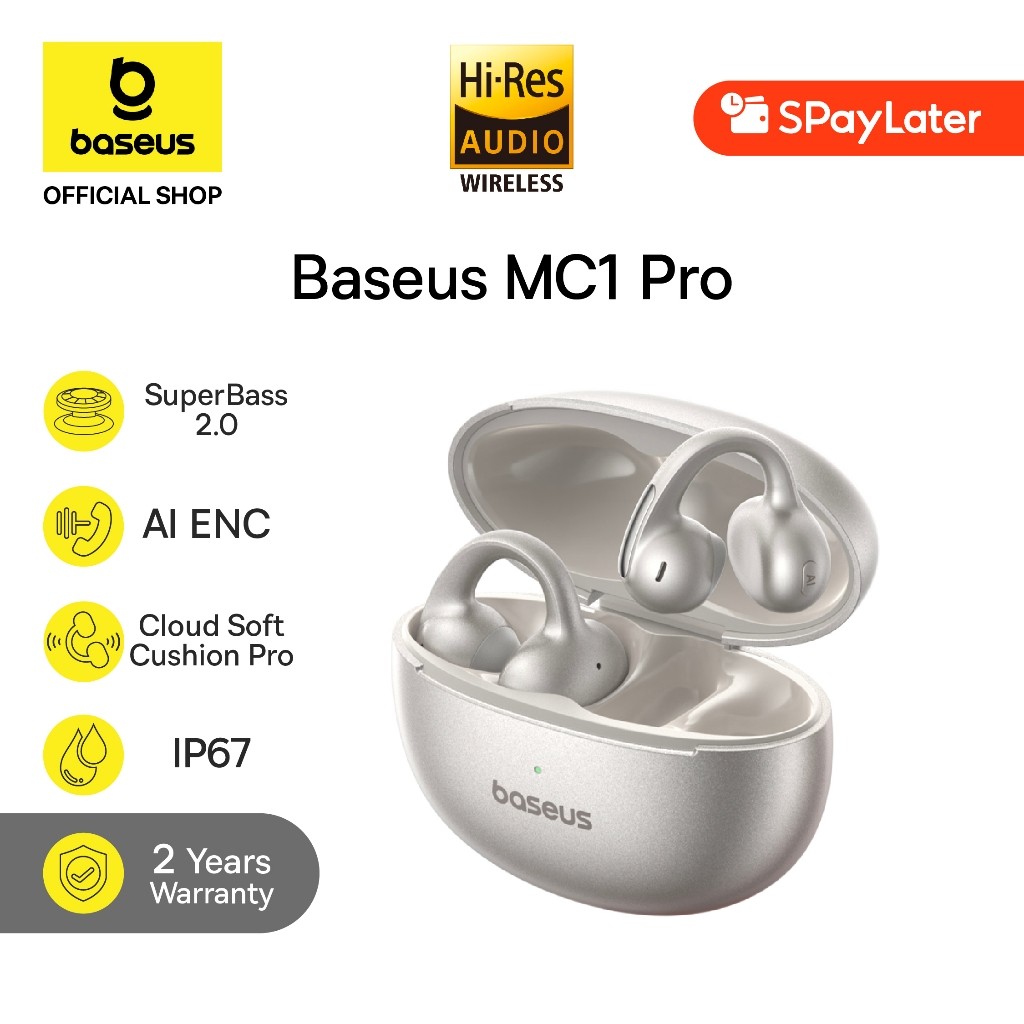 Baseus Bowie MC1 Pro Open Ear TWS Hi-Res LDAC Earbuds Sport Work Headset Anting Bluetooth OWS Super Bass Earphone Clip Wireless