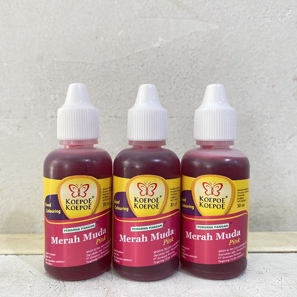 

Pewarna MERAH MUDA koepoe koepoe 30 ml | pewarna makanan | pewarna kupu kupu | pewarna water base