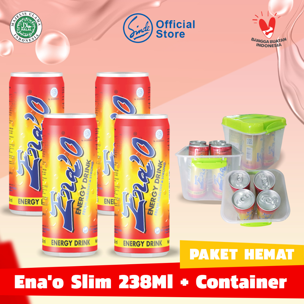 

PAKET HEMAT CONTAINER: ENA'O 238ML | ENA'O MINUMAN ENERGY DRINK 4 KALENG 238ML