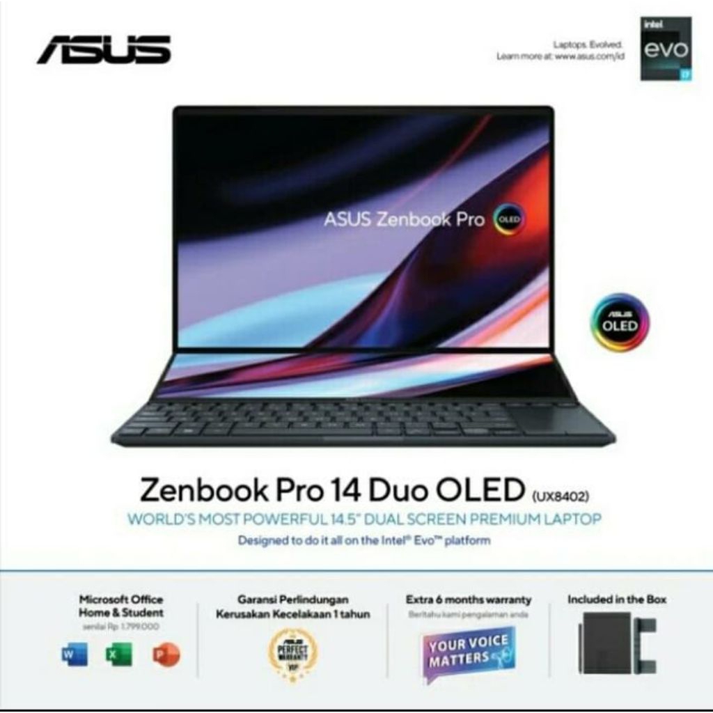 ASUS Zenbook Pro Duo UX8402ZA OLEDS752 I7-12700H 16GB 512GB SSD 2.8K