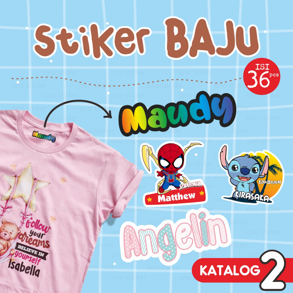 

Stiker label baju anak ( press setrika ) free custom nama | Stiker baju ati air | stiker baju custom