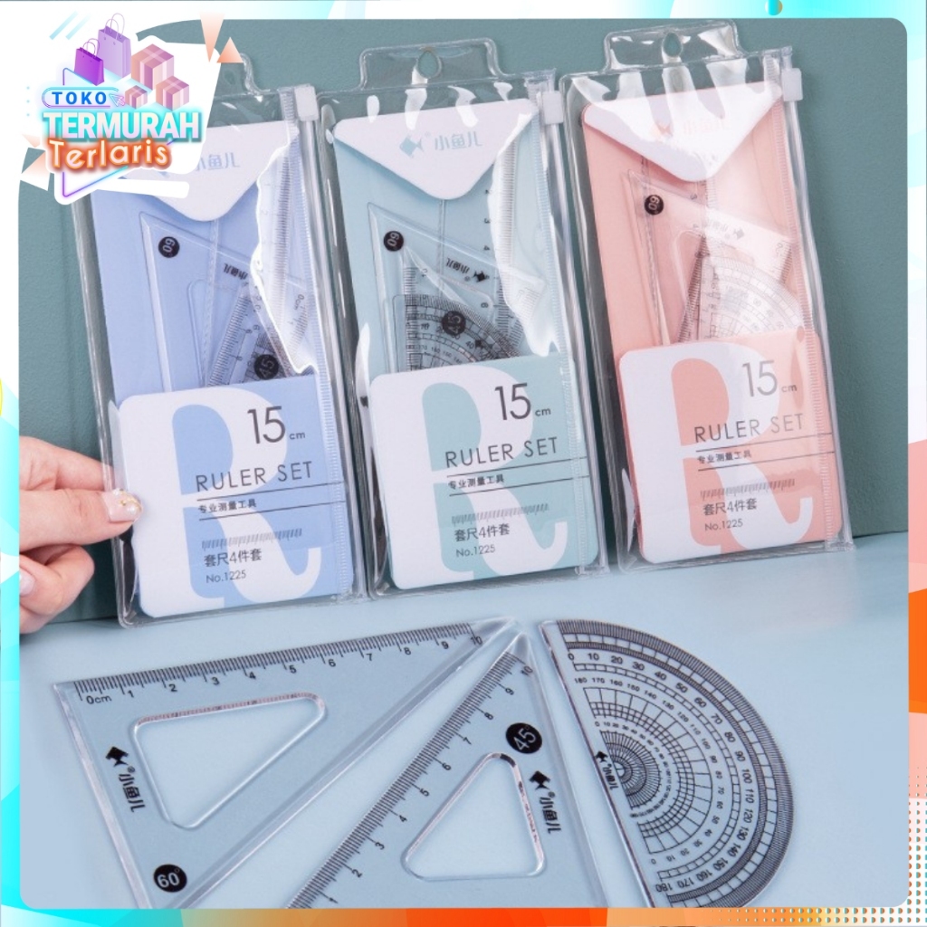 

TTT Penggaris Set 4IN1 15Cm Penggaris Bening Sekolah Isi 4Pcs Lucu Ruller Set Transparant Perlengkapan Sekolah Menggambar Pelajar Mahasiswa Motif Polos Kemasan Ziplock