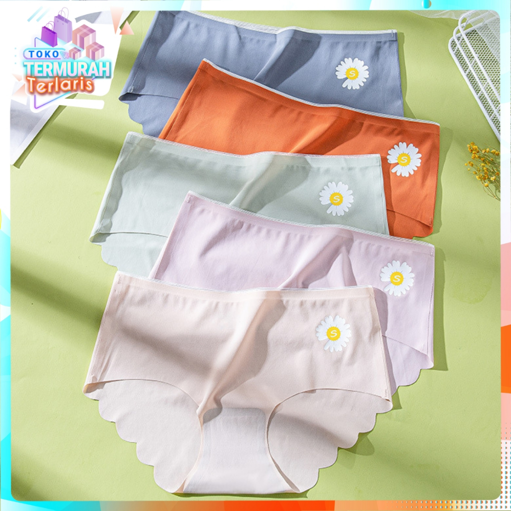 TTT Celana Dalam Wanita Satin 6870 Motif Bunga Daisy  Wanita Seamless Anti Nyeplak Underwear Push Up