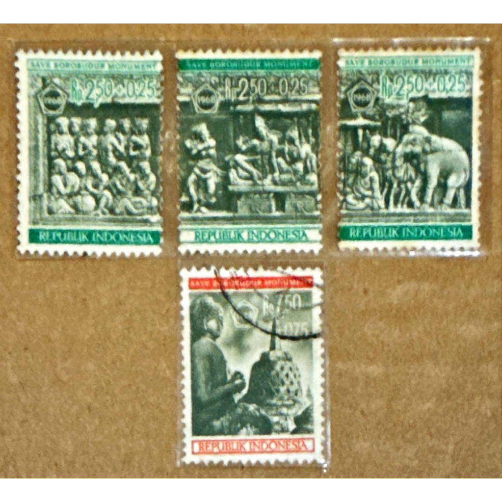

(BA) PRANGKO INDONESIA 1968 CANDI BOROBUDUR 4V COMPLIT SET USED.