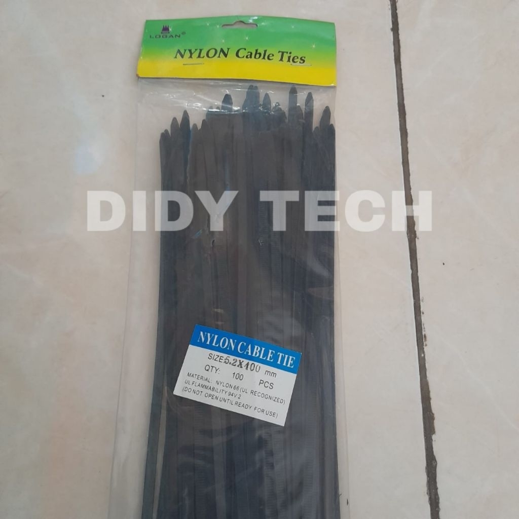 

Kabel Ties Merk LOGAN ukuran 5.2×400mm warna hitam
