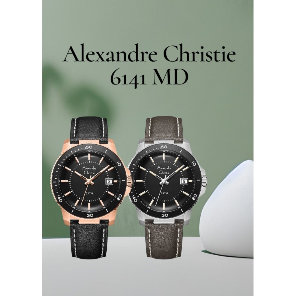 Jam Tangan Pria Alexandre Christie 6141 MD AC6141 AC 6141 Tali Kulit