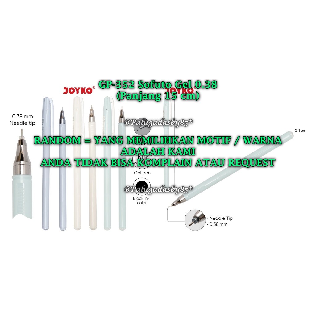 

(1 Biji) GROSIR Gelpen JOYKO GP-352 Sofuto Gel 0.38 Hitam Gel Pen Pulpen Pena Joyko GP-352 (1 Biji)