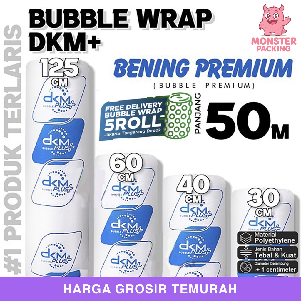 

Plastik Bubble Wrap 50meter BENING BIRU PREMIUM DKM PLUS Bubblewrap TERMURAH / ROLL