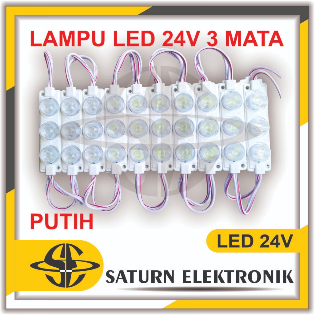 Lampu Led Modul Strip 3 Mata Besar 3 Watt 24 Volt Warna Putih