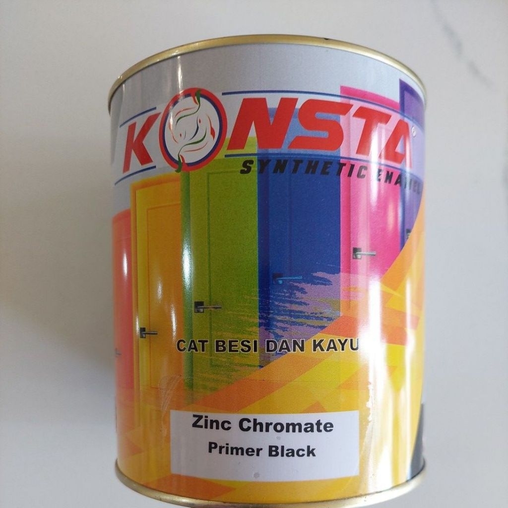 Cat KONSTA Zinc chromate / Cat dasar bisa juga cat akhir untuk kayu dan besi 1kg  ( hitam) KENTAL