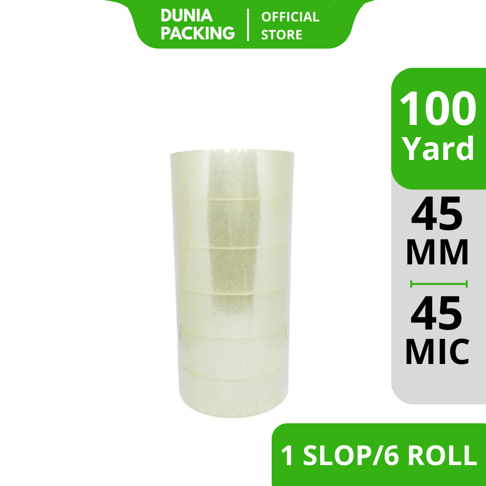 

[TERMURAH] Lakban OPP Tape / Lakban Bening Dunia Packing Tape 100 Yard (1 Slop) -COD