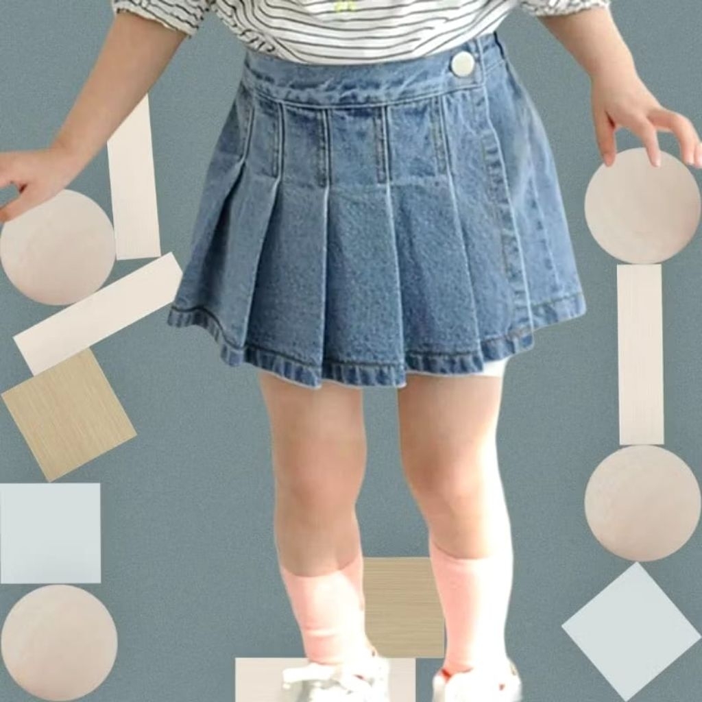 Rok Celana Jeans Rempel Snow Wash Belakang Karet Usia 1-10 Tahun