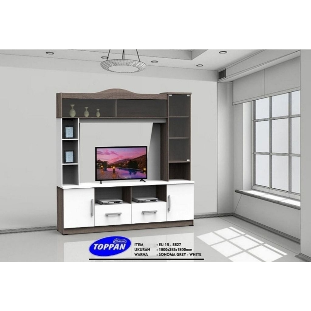 Lemari Hias TV Minimalis 180x180cm - Buffet TV Minimalis - Toppan EU14 - Partisi Sekat Ruangan