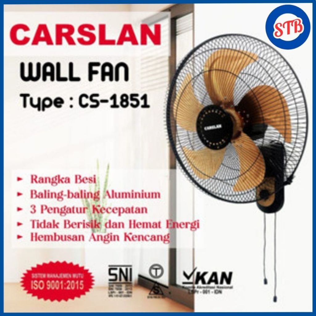 Kipas Angin Tornado Wallfan/ Kipas Dinding besi 18inch Carslan CS-1851 Angin kencang besar